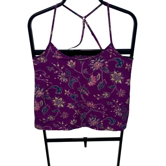 Hollister Junior's SM Lightweight Floral Purple Strappy Adjustable Tank Blouse - Picture 1 of 5